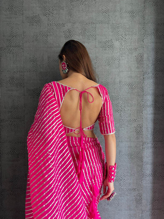Arum Hot Pink Georgette Saree - Ensembles
