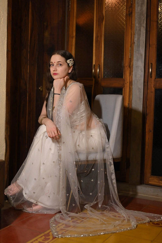 Barbie Love Story White Tulle Saree - Ensembles