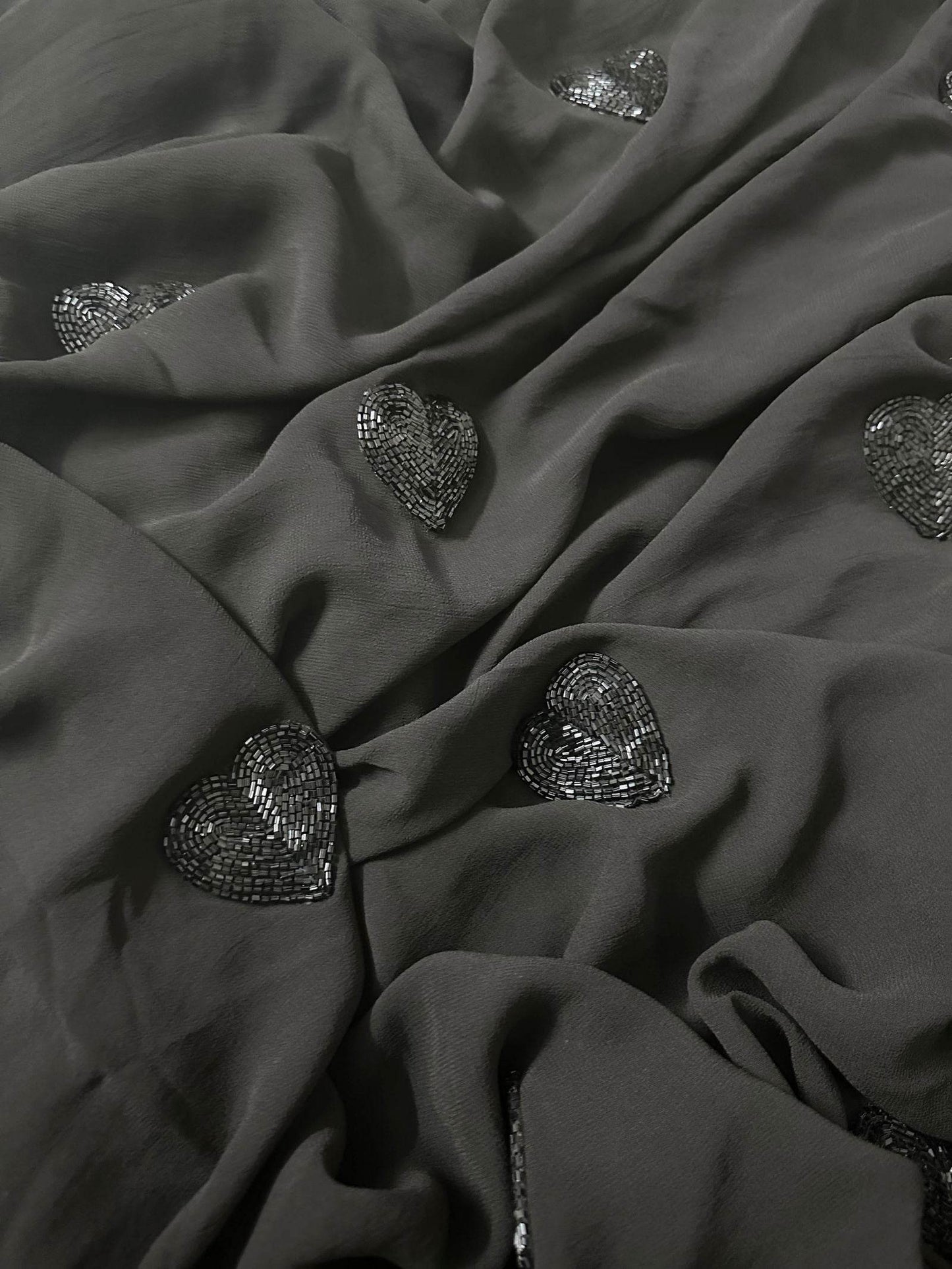 Black on Black Heart Saree - Ensembles