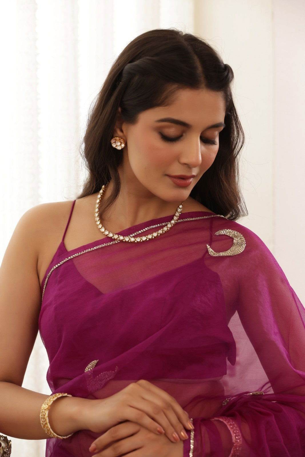 Chand Hand-Embroidered Silk Organza Saree - Ensembles