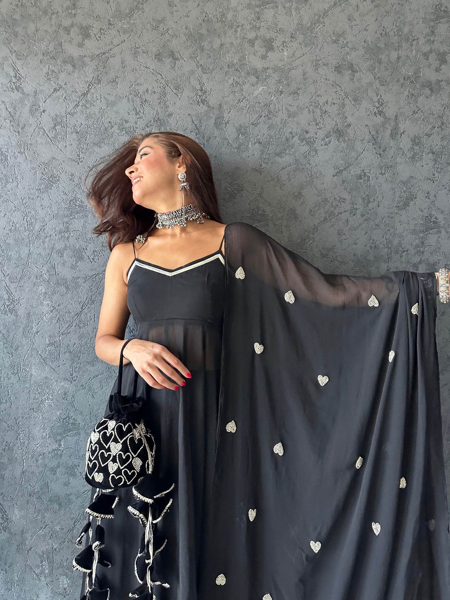 Silver Heart Potli Bag - Ensembles