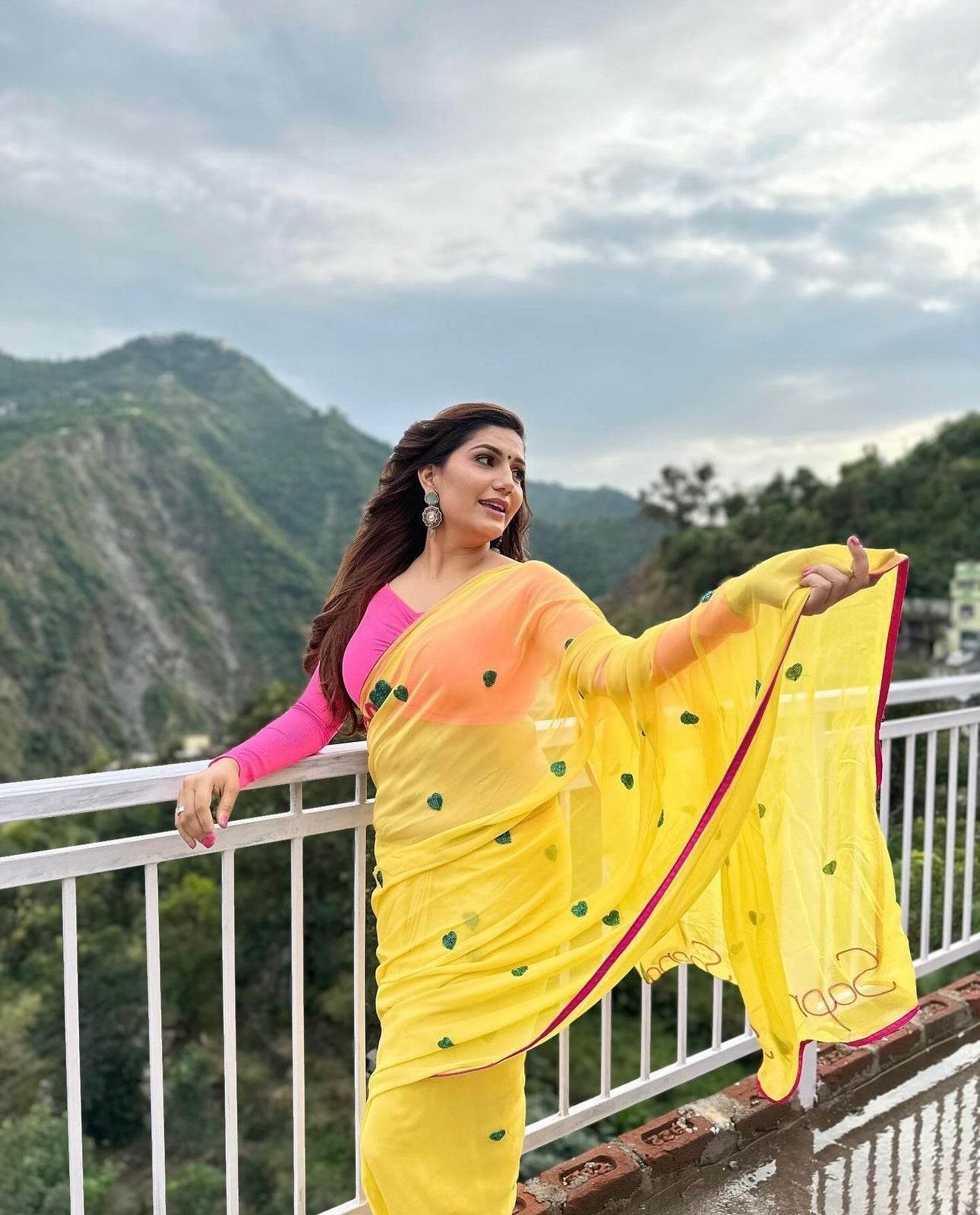 Yellow Heart Georgette Saree - Ensembles