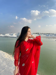 Paris Evening Red Silk Organza Saree