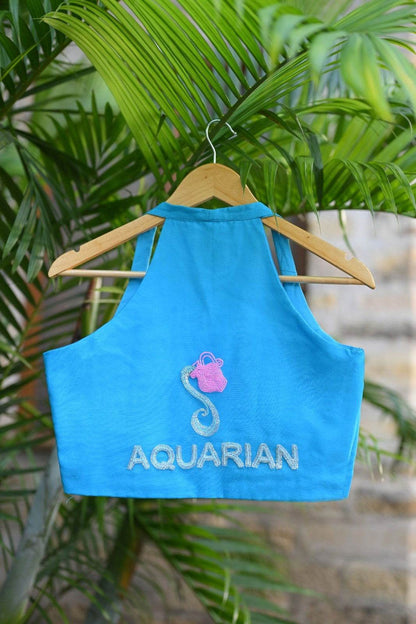 Aquarius Blouse – Hand-Embroidered Zodiac Elegance - Ensembles