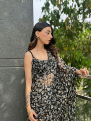 Army Print Chiffon Saree - Ensembles