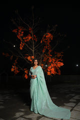 Arum Pastel Green Georgette Saree - Ensembles