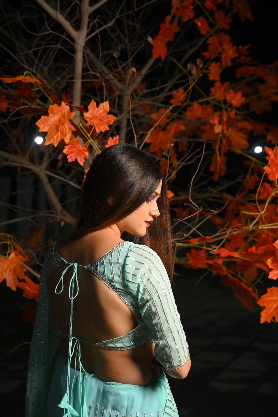 Arum Pastel Green Georgette Saree - Ensembles