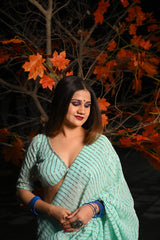 Arum Pastel Green Georgette Saree - Ensembles