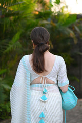 Badal Wala Safed Georgette Saree - Ensembles
