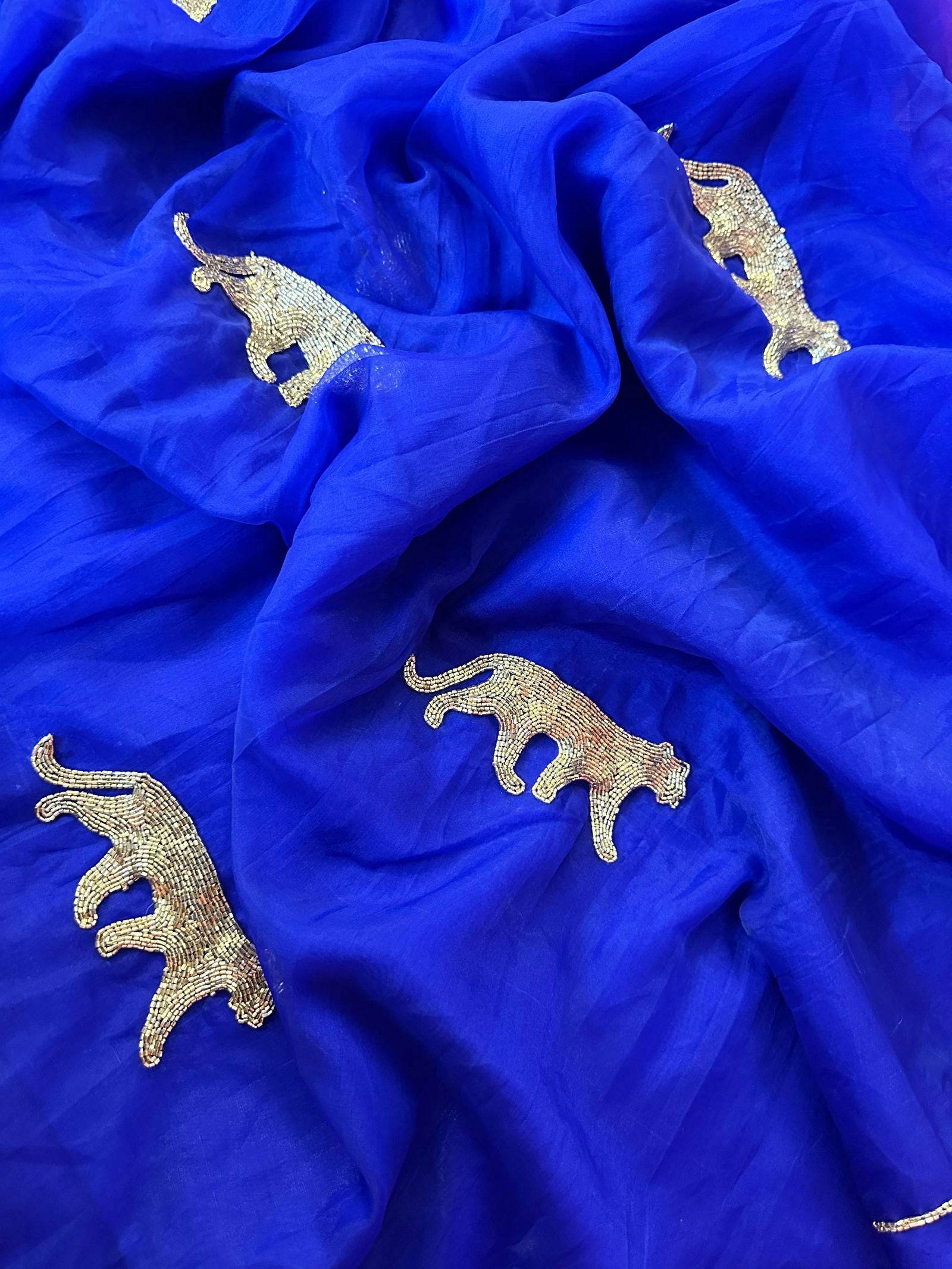 Blue Cheetah Saree - Ensembles