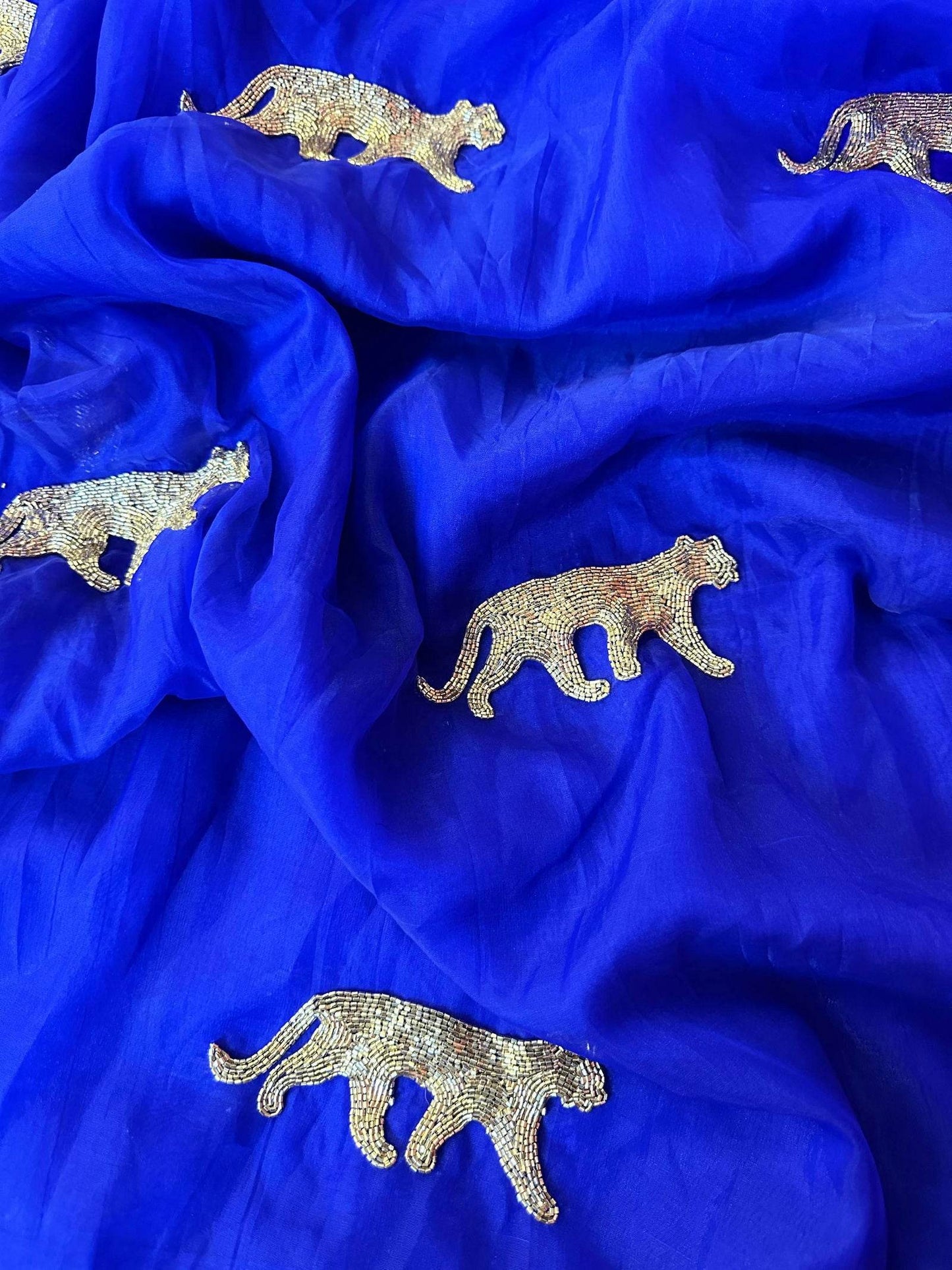 Blue Cheetah Saree - Ensembles