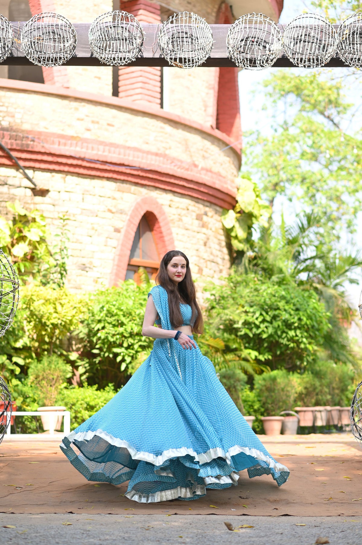Blue Lehriya Lehenga - Ensembles