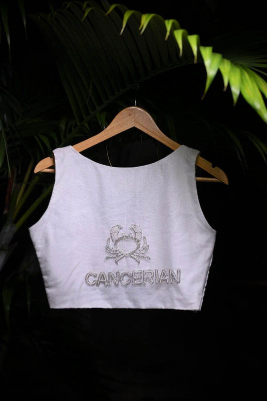 Cancerian Blouse – Hand-Embroidered Zodiac Elegance - Ensembles