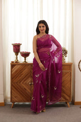 Chand Hand-Embroidered Silk Organza Saree - Ensembles