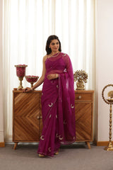 Chand Hand-Embroidered Silk Organza Saree - Ensembles