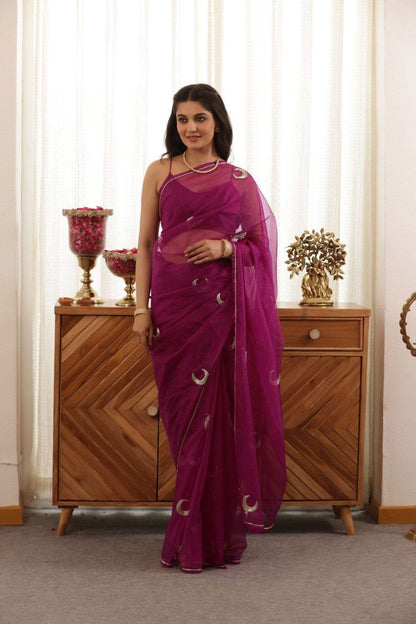 Chand Hand-Embroidered Silk Organza Saree - Ensembles