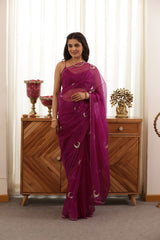 Chand Hand-Embroidered Silk Organza Saree - Ensembles