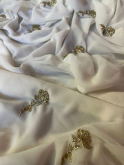 Gold Rose White Saree - Ensembles