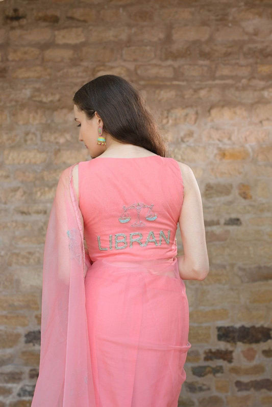 Libra Blouse – Hand-Embroidered Zodiac Elegance - Ensembles
