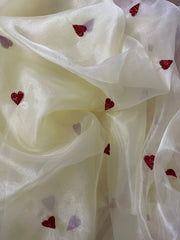 Organza Red Heart Saree - Ensembles