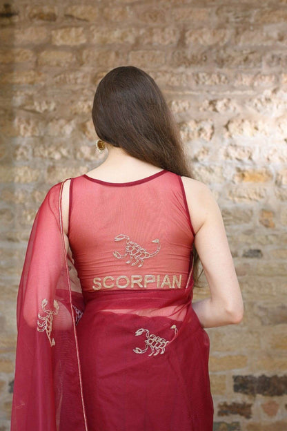 Scorpio Blouse – Hand-Embroidered Zodiac Elegance - Ensembles