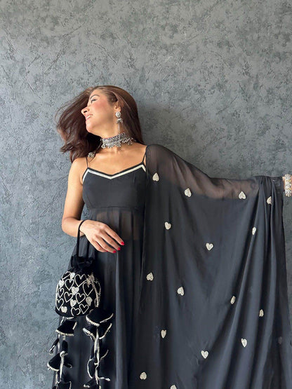 Silver Heart Black Suit Set - Ensembles