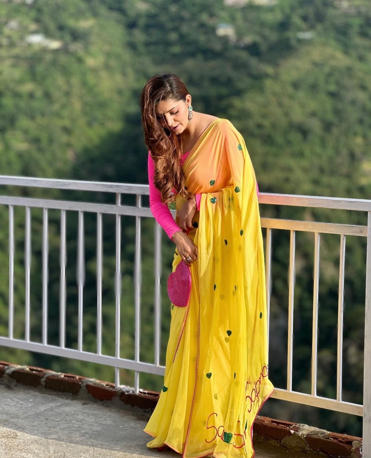 Yellow Heart Georgette Saree - Ensembles
