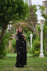 Zebra Black Viscose Saree - Ensembles