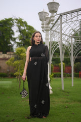 Zebra Black Viscose Saree - Ensembles